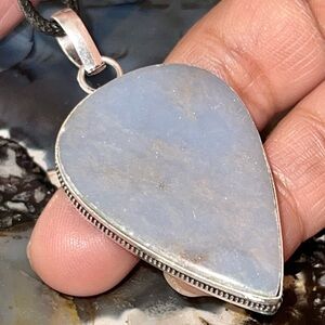 Blue Anhydrite Angelite Pendant 2 1/4”